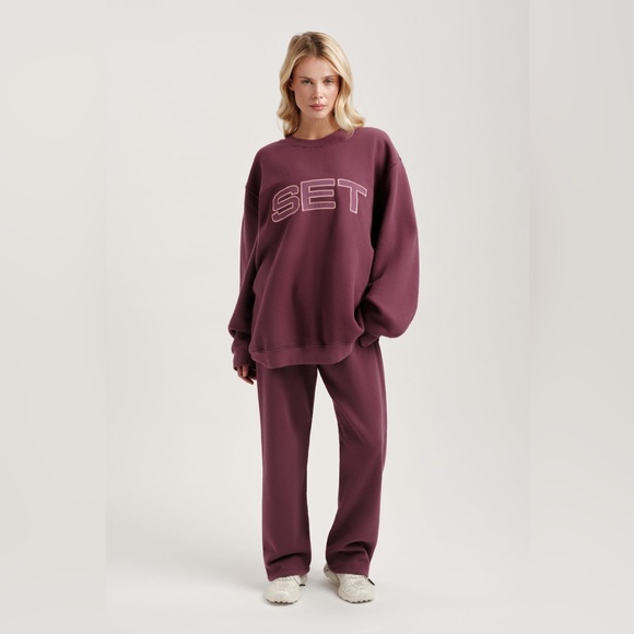 Set Active Limited Edition Staple Straight Leg Sweatpants / Rosebud (Burgundy) S - Picture 2 of 5